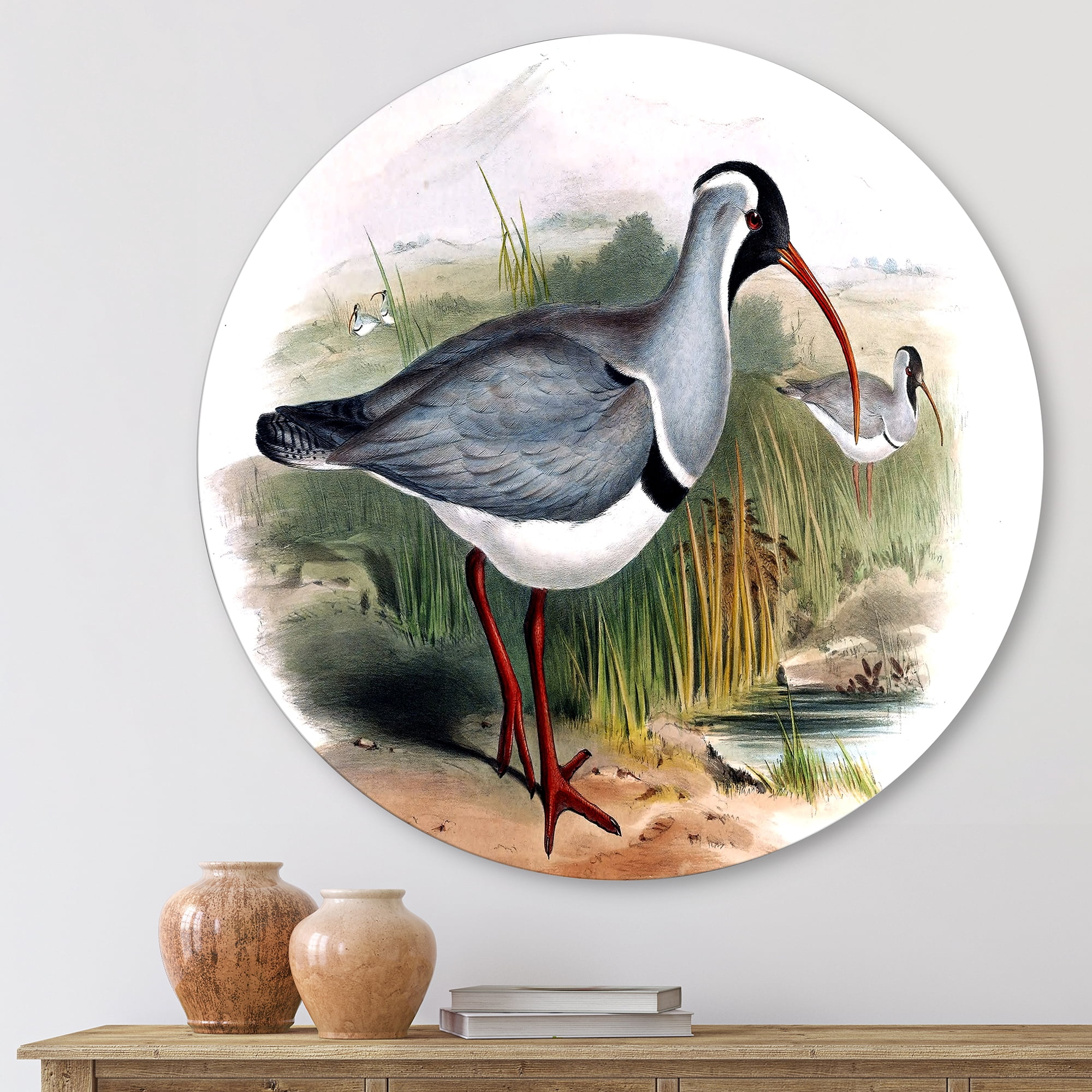 Designart 'Vintage Countryside Birds In Wild' Farmhouse Circle Metal Wall Art 11x11 - Disc of 11