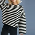 thumbnail image 5 of FDGIU Women's 2025 Winter Striped Color Block Sweater‌ - Long Sleeve Oversized Pullover, Loose Crewneck Comfy Knitted Top, 5 of 7