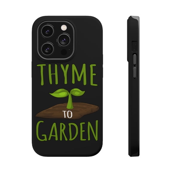 DistinctInk Tough Case for Apple iPhone 15 PRO (6.1" Screen), Compatible with MagSafe Charging - Thyme to Garden