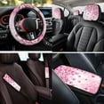thumbnail image 4 of HUIACONG Car Seat Covers Full Set for Women Pink Cherry Blossom Car Accessories Steering Wheel Cover Center Console Cover Seat Belt Covers Coasters Headrest Covers Keychain,14 Pcs, 4 of 8