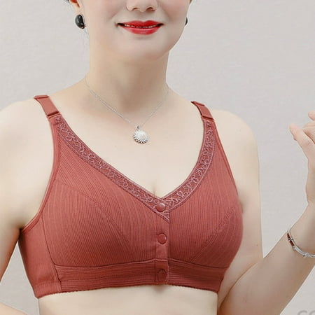 Sentmoon Bras for Women No Underwire Push up Bras for Women Breathable Front Closure with Snaps Lift Seamless Lace Bra Womens Casual for Dating Outfits Brown L