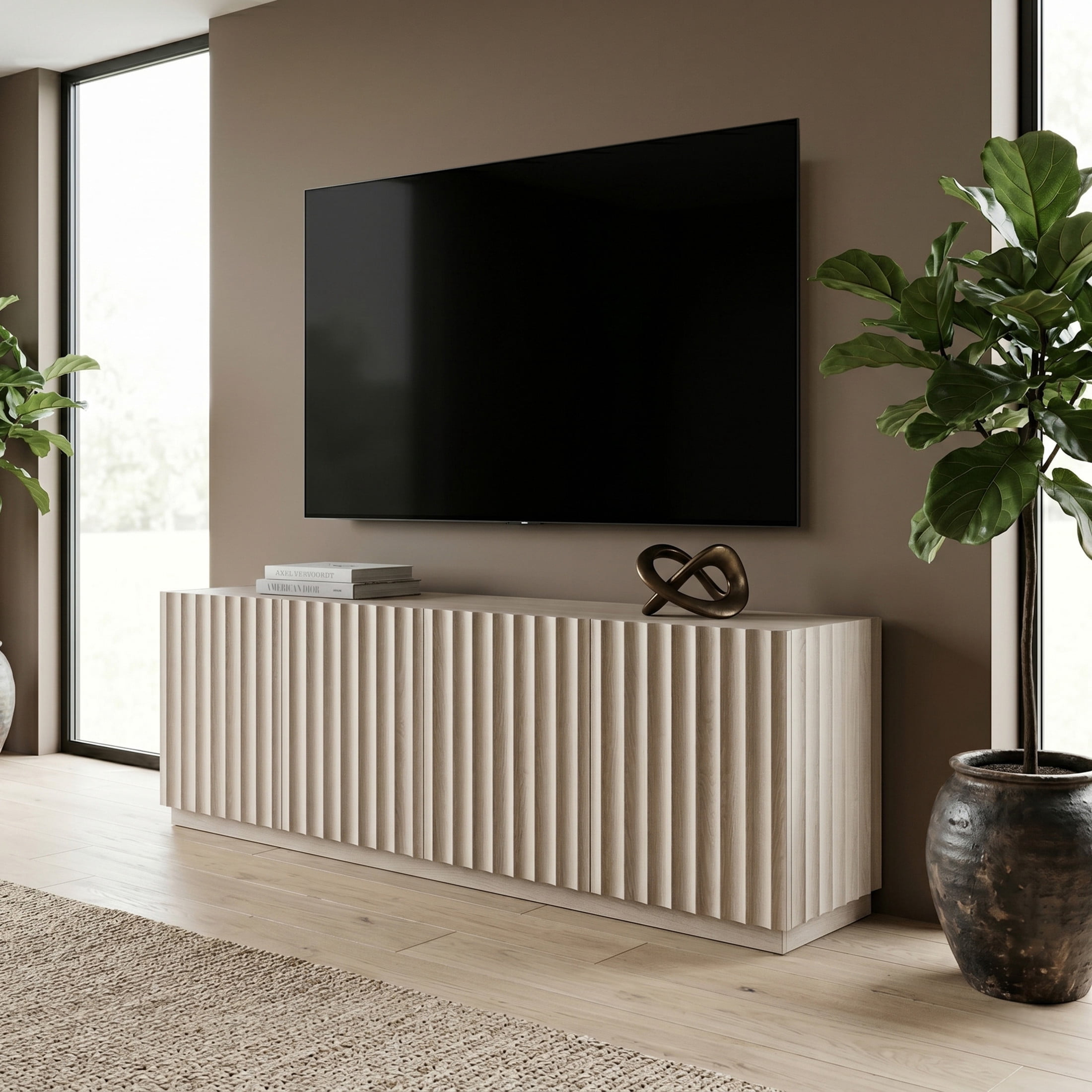 Evelyn&Zoe Marion Modern TV Stand For TVs up to 75", Alder White