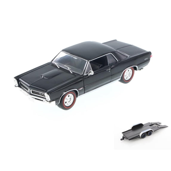 Diecast Car w/Trailer - 1965 Pontiac GTO, Black - Welly 22092 - 1/24 Scale Diecast Model Toy Car (Brand New, but NOT IN BOX)