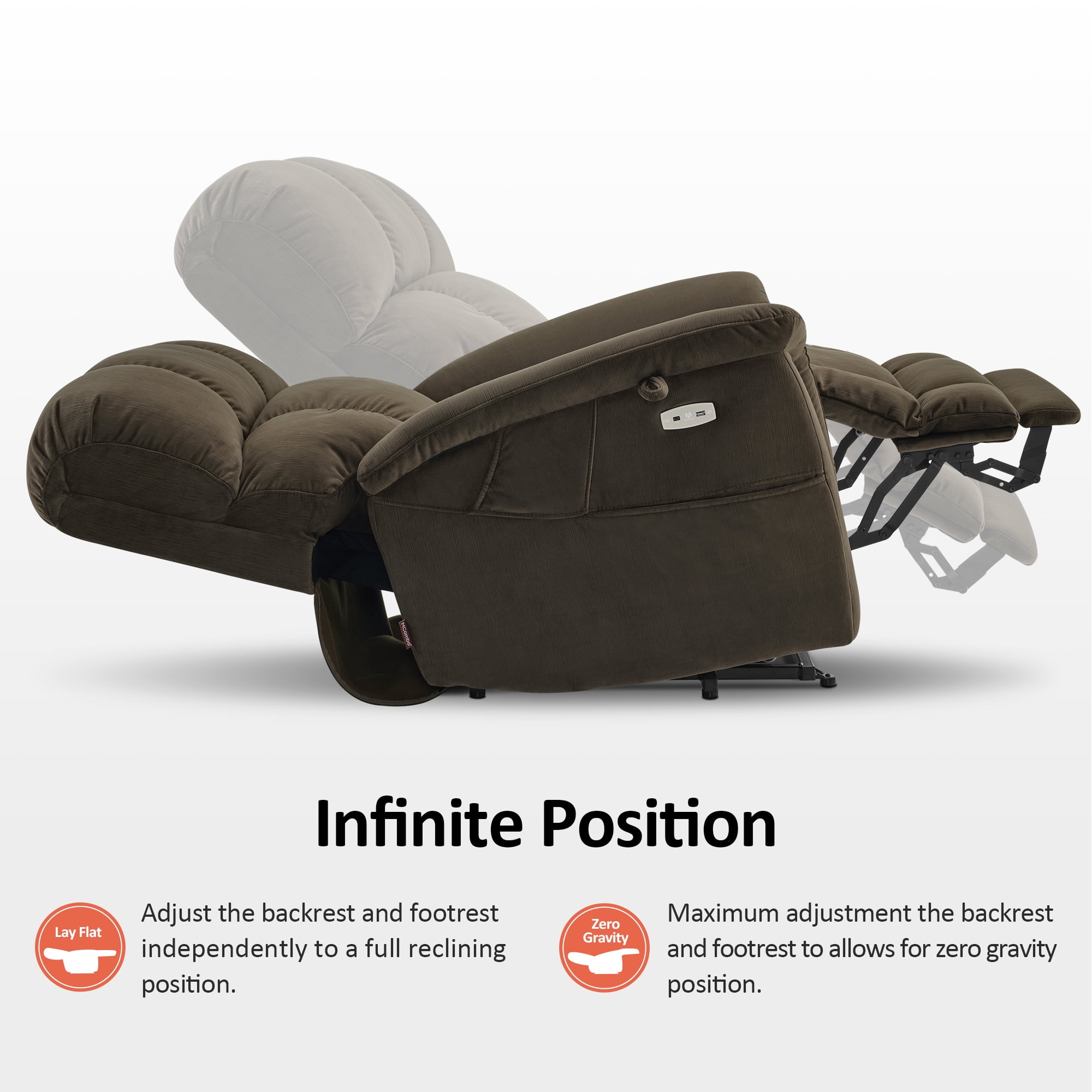 MCombo Oversized 24.8" Seat Width Large Dual Motor Power Recliner Lift Chair for Tall Elderly, Infinite Position, Coffee Fabric