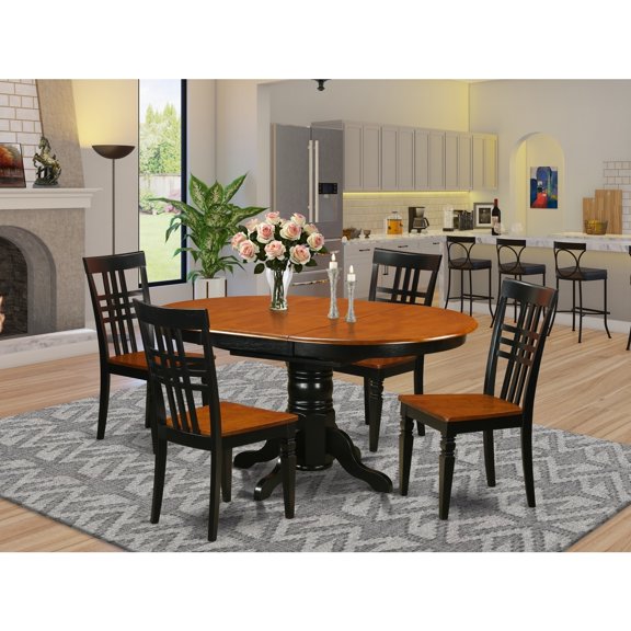 Coastal Craftsman Dinette Set - 5 Piece Table & Chairs - Black Cherry Finish - Kitchen Dining Room Furniture