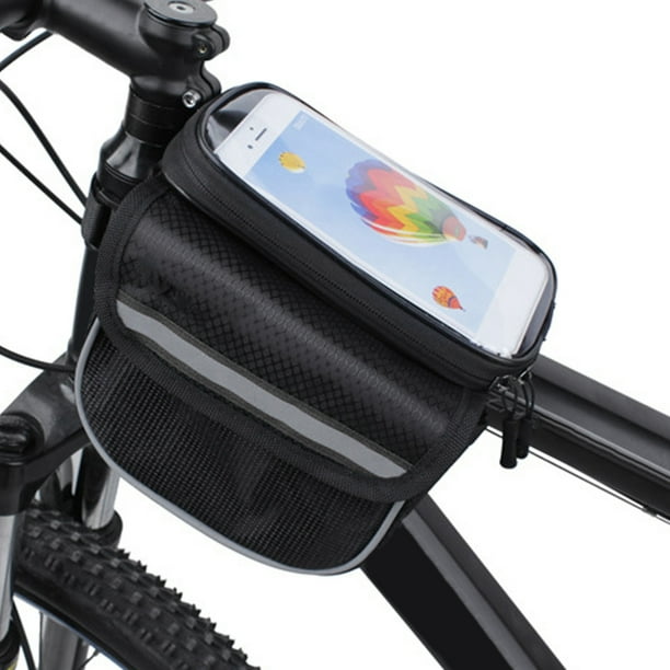 Bolsa Para Cuadro De Bicicleta, Cintas Reflectantes De Tela De Nailon 600D, Bolsa Para Bicicleta Con Cremallera Doble Y Diseño Acolchado De EVA Para Teléfonos De 3,5 A 4,8