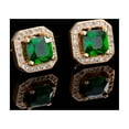thumbnail image 4 of CZ Stud Earrings 2ct princess cut Cubic Zirconia 18K yellow gold plated halo square men women gift, 4 of 8