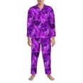 thumbnail image 3 of Naloa Berry Raspberry Men’s Pajamas Set - Long Sleeve Button Down Sleep Shirt and Pajama Bottoms Sleepwear Set-Medium, 3 of 7