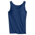 thumbnail image 4 of Nestiefly Womens Cut Out Plus Size Tank Tops with Built in Bra Wide Strap Camisole Summer Basic Udershirts Tank Basic Cami Tops Blue XL, 4 of 6