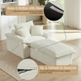 thumbnail image 5 of Lovableguy Chenille Oversized Chaise Lounge Chair Indoor with Ottoman,Corduroy Deep Seat Lounge Sofa Chair,Comfy Reading Chair for Living Room,Bedroom,White, 5 of 9