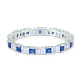 thumbnail image 3 of Princess Full Eternity Baguette Round Ring Blue Sapphire CZ 925 Sterling Silver Size 9, 3 of 5
