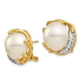 thumbnail image 6 of 14K Yellow Gold 12-13mm Fw Cultured Mabe Pearl .10Ct Diamond Omega Back Earrings, 6 of 7