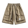 thumbnail image 2 of JUUYY Cargo Shorts for Men Drawstring Baggy Summer Shorts Casual Loose Elastic Waist Outdoor Multi-Pocket Sports Shorts Streetwear Coffee XXXL, 2 of 8