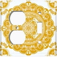 thumbnail image 4 of Metal Light Switch Plate Cover Mandala Yellow White Flower Tile Pattern MDL068, 4 of 13