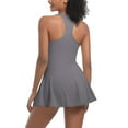 thumbnail image 4 of Kaemgyyd Womens Tennis Dress with Built in Shorts Summer Zipper Front Golf Athletic Dress Stretch Racerback A-Line Mini Dress, 4 of 6