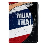 OWNTA Muay Thai Fighter Kicking Pattern PU Leather Passport Wallet - 4.5x6.5 inches - Passport Cover, Book & Holder