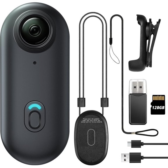 Meoilkolnm Mini cámara corporal 4K 128 GB, cámara corporal de acción portátil, tamaño pulgar, cámara de grabación manos libres, soporte de videocámara portátil premium en cualquier lugar para caminar