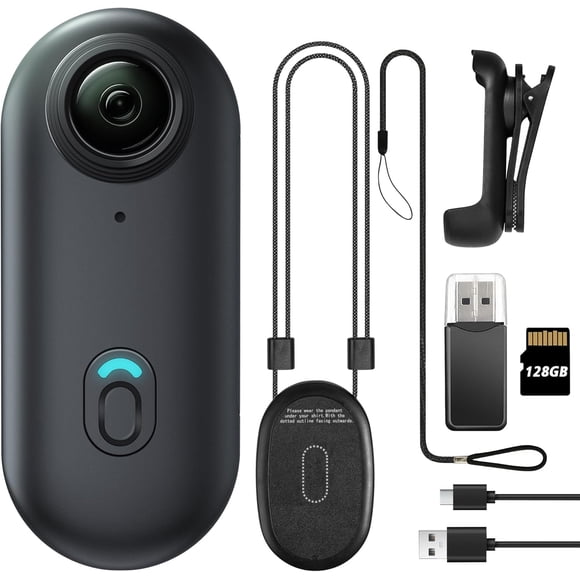 Meoilkolnm Mini cámara corporal 4K 128 GB, cámara corporal de acción portátil, tamaño pulgar, cámara de grabación manos libres, soporte de videocámara portátil premium en cualquier lugar para caminar