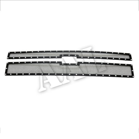 Chevy Chevrolet Silverado 2500 Grille - AAL BLACK STEEL MESH Grille / Grill Insert With SILVER RIVETS For 2014 2015 CHEVY Chevrolet SILVERADO 1500 NOT FOR Z71 MODEL 2PCS