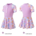 thumbnail image 3 of FASHOFT Rash Guard for Girls One Piece Swimsuit Water Sport Swimsuits UPF 50+ Sun Protection Swim Suit Half Zip Floral Print Bathing Suits Purple 8-9 Years, 3 of 4