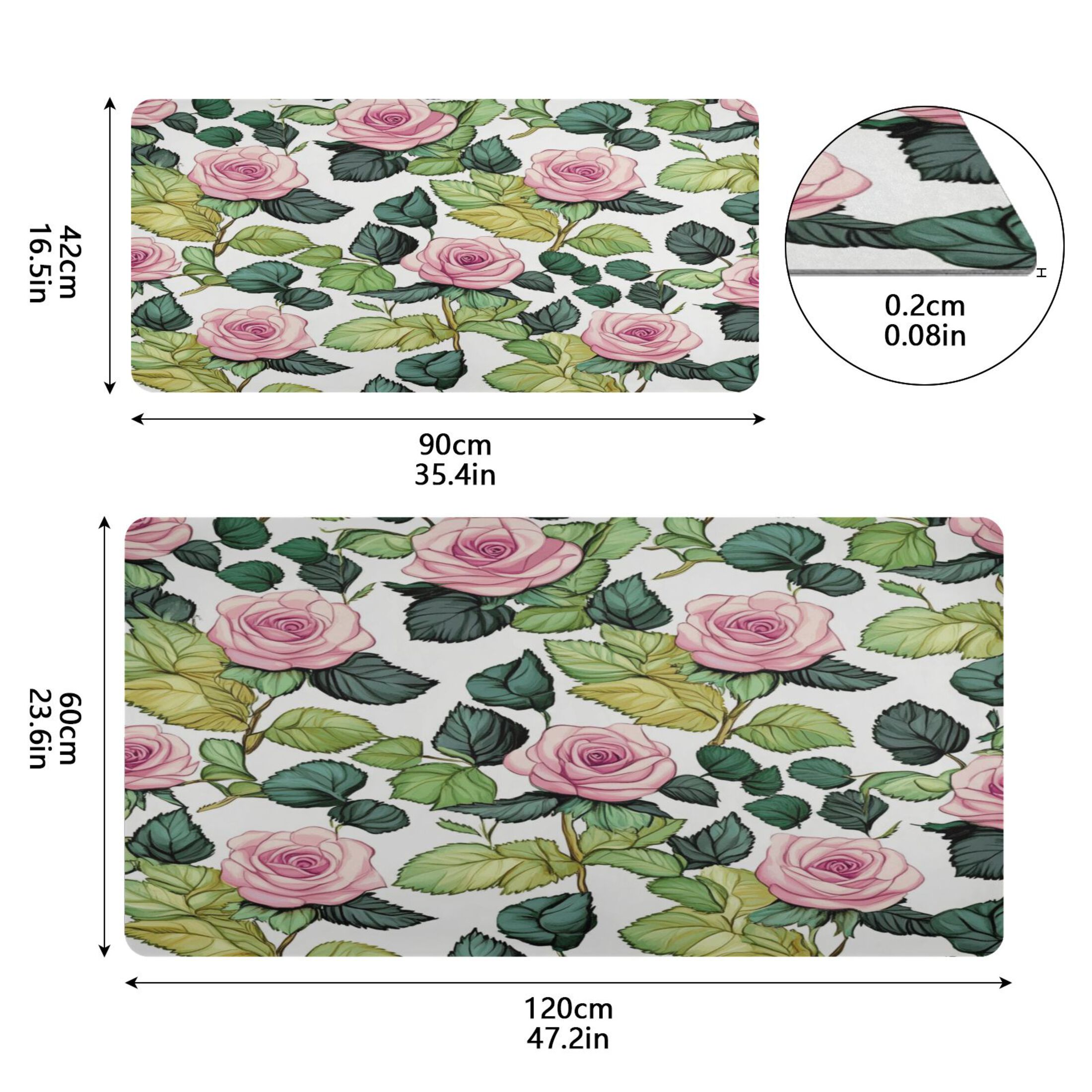 Wobogo Pink Rose Gaming Mouse Pad Non-slip Leather Desk Mat Water Resist Keyboard Pad for Gamer Office 16.5×35.4in