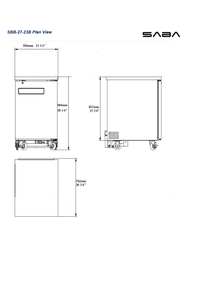 Heavy Duty Commercial Black Back Bar Cooler with 1 Solid Door (27" depth 23" length)