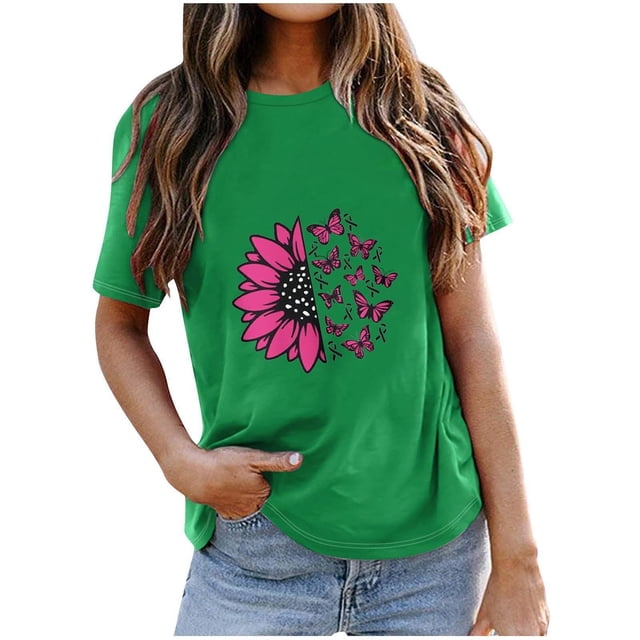 Fiudx Ofertas Flash Del Día Camisa de Pollo de Moda para Mujer Linda Granja Camisetas Mamá Causal Manga Corta Camisetas Tops Blusas
