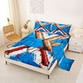 thumbnail image 2 of Castle Fairy Baseball Graffiti Queen Sheets 4 Pieces, Crossed Bat Pattern Queen Sheet Sets, Blue Red White,1 Fitted Sheet, 1 Flat Sheet and 2 Pillowcases, 2 of 6