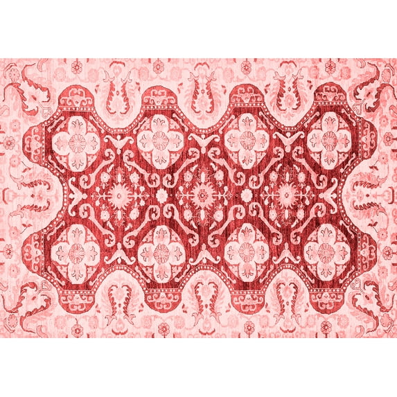 Ahgly Company Machine Washable Indoor Rectangle Oriental Red Traditional Area Rugs, 3' x 5'