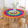 thumbnail image 3 of Yellow Tie Dye Spiral Pattern Round Fitted Tablecloth with Elastic Edge,Dining Table Cover Waterproof,Outdoor Round Tablecloth for Camping,Dining,Indoor and Outdoor, 3 of 7