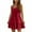 Wine, variant on Women's Sleeveless Ruffle Hem Adjustable Strap Mini Dress Textured Cotton Blend Casual A-Line Garment for Beach Vacation and Daily Wear