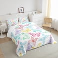 thumbnail image 4 of Colorful Butterfly Comforter Set Full Cute Animal Bedding Set, Pink Teal Purple Butterflies Bedding Comforter Sets Yellow Red Orange Wildlife Duvet Set, White Cartoon Quilted Comforter Room Decor, 4 of 5