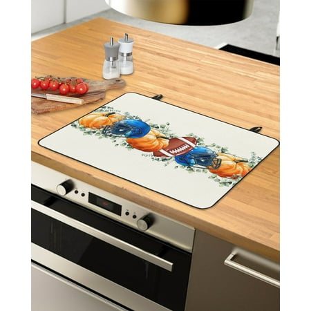 

Fall Pumpkins Rugby Stove Top Covers for Electric Stove Heat Insulation Fireproof Glass Cooktop Cover Counter Top Glass Stove Cover for Prevent Scratches 31 x24 Autumn Football Eucalyptus Leaves
