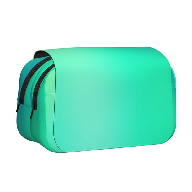 Disketp blue green colors Estuche de Lápices de Doble Capa con Tapa Abatible y Cremallera, Organizador Escolar para Adolescentes y Adultos