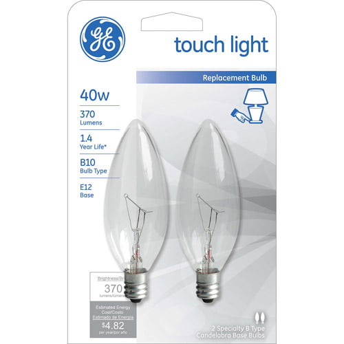 Ge Incandescent 40w Clear Small Base, 3 Way Touch Lamp Bulb