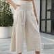 thumbnail image 2 of Pantalones casuales cómodos con bolsillos y cintura plisada Pantalones anchos para mujer de color albaricoque grande, 2 of 6