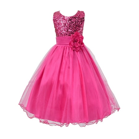 StylesILove Lovely Sequin Flower Girl Dress, 5 Colors (5-6 Years,