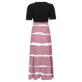 thumbnail image 5 of Summer Dresses For Women 2025 Floral Print Wrap Short Sleeve Maxi Dress Patchwork Ruffle Hem A Line Dress, 5 of 5