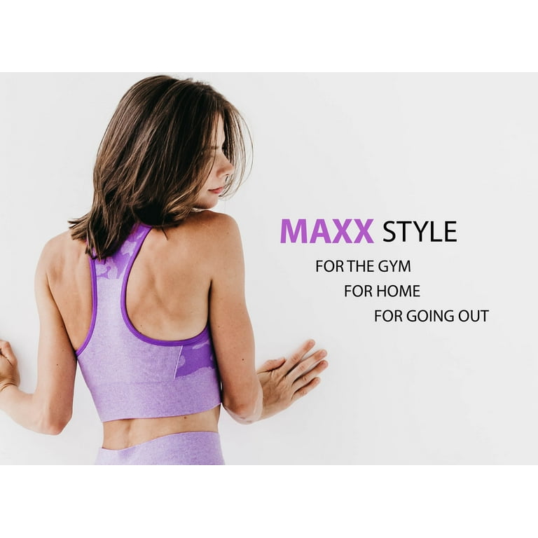 MAXXIM Women's Racerback Seamless Sports Bra Camo For Gym Workouts, Yoga,  Running, Biking, Exercise 