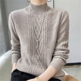 thumbnail image 2 of New Spring Knitted Pullovers Half High Collar Loose Thick Warm Sweater For Women Vintage Autumn Winter Mother Bottoming Top, 2 of 5