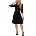thumbnail image 2 of INSPIRE CHIC Cocktail Dresses for Women's and Evening Gowns Half Sleeves V Neck Knee Length Dress L Black, 2 of 6