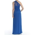 thumbnail image 3 of ADRIANNA PAPELL Womens Blue Sheer Overlay One Shoulde Full Length  Dress 10, 3 of 3