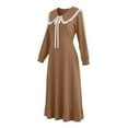 thumbnail image 5 of Antinious Women Solid Lapel Long Sleeve Sleepshirts Summer Loose Plus Size Long Nightgowns, 5 of 5