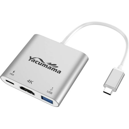 Yacumama 3 in 1 Hub Plus, USB C Type C Hub HD 4K HDMI with PD Charging