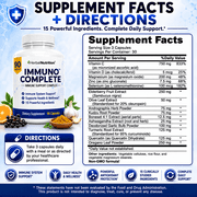 Immune Support Supplement, Immuno Complete is 15 Powerful Ingredients Vitamin C, D, Zinc, Magnesium, Elderberry Plus 10 More