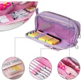 thumbnail image 2 of Estuche Escolar, Estuche de Lápices de Gran Capacidad con Compartimentos y Banda Elástica, Estuche Suave con Cremallera y Asa Colores Brillantes para Adolescentes Niños Niñas Kaili Sencillez, 2 of 5