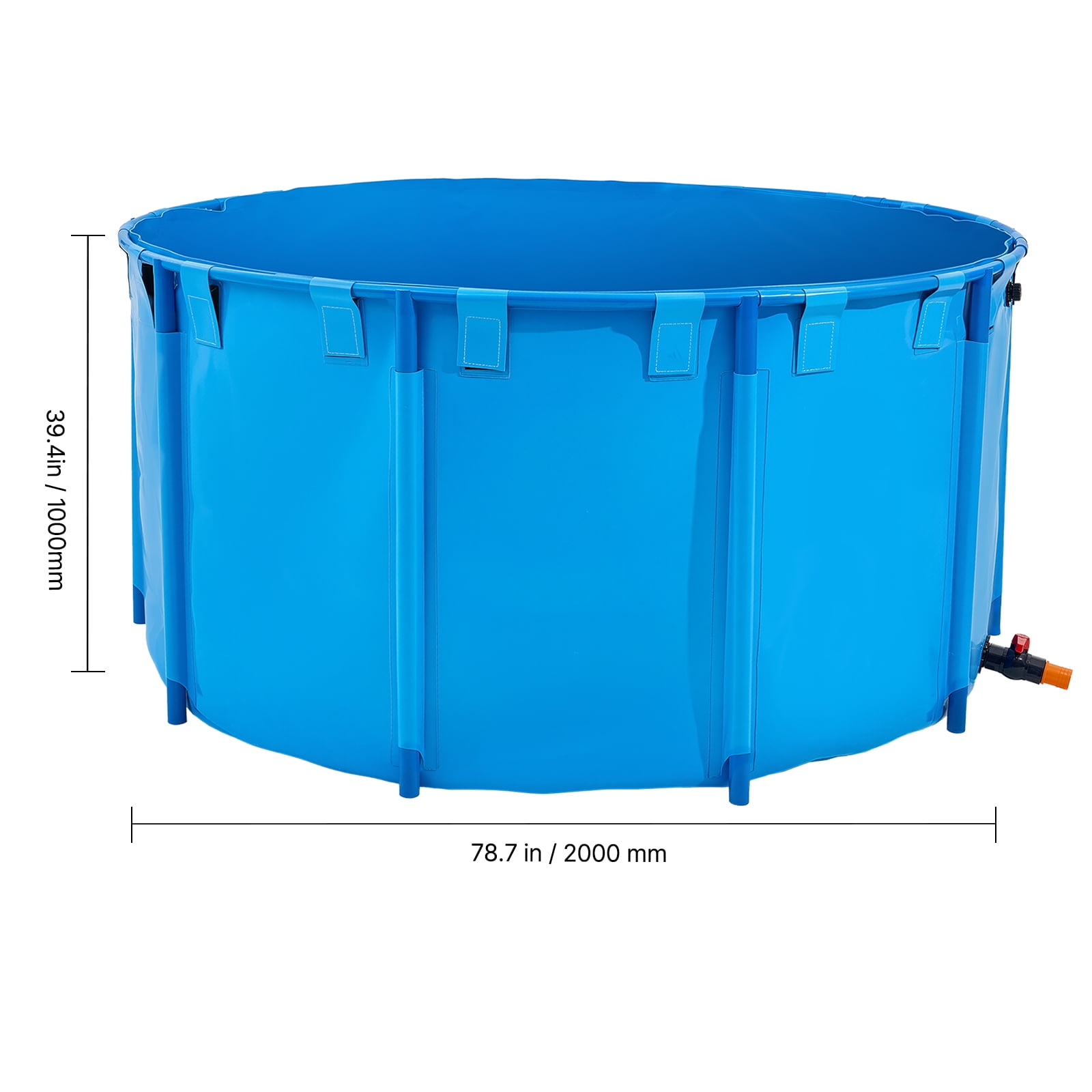 VEVOR Canvas Fish Pond, 818 Gal Capacity Above Ground Fish Pond, Foldable PVC Koi Tank, Round Goldfish Tank with Stable Frame and Drain Valve, for Aquaculture, Koi Breeding, and Irrigation