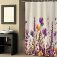 thumbnail image 2 of Fabric Shower Curtain, Purple Poppy Lavender Gold Daisy Watercolor Floral Linen Shower Curtains with 12 Hooks Waterproof Machine Washable Bath Curtains for Bathroom,54 x 78in, 2 of 6