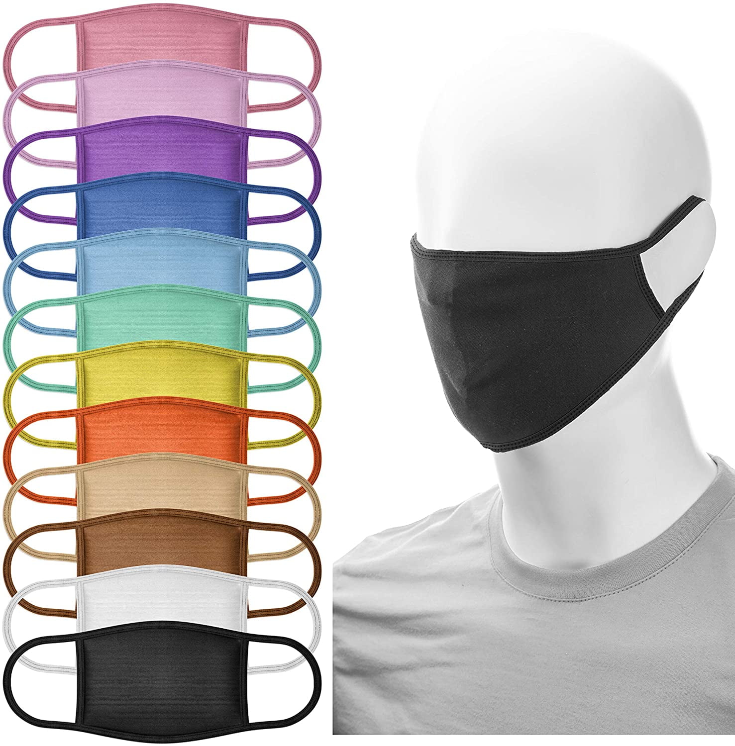 12 Pack Reusable Cotton Face Masks