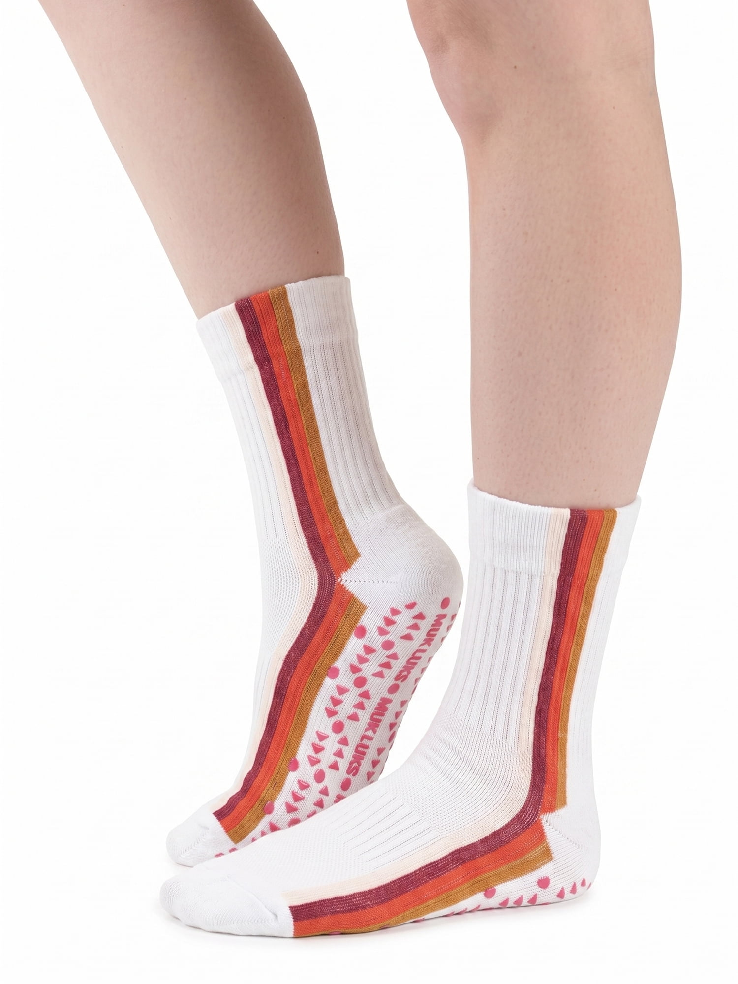 MUK LUKS Women's Pilates Cotton Crew Socks, 2-Pack, Shoe Sizes 6-10
